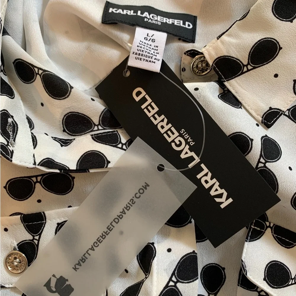 Karl Lagerfeld Paris Sunglasses Women’s Blouse/Shirt Size Large - Picture 4 of 4